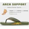 imageKuaiLu Mens Leather Flip Flops Arch Support Summer Beach Pool Water Thong Sandals Waterproof Rubber Walking ShoesGreen