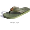 imageKuaiLu Mens Leather Flip Flops Arch Support Summer Beach Pool Water Thong Sandals Waterproof Rubber Walking ShoesGreen