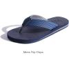 imageKuaiLu Mens Leather Flip Flops Arch Support Summer Beach Pool Water Thong Sandals Waterproof Rubber Walking ShoesInk Blue