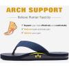 imageKuaiLu Mens Leather Flip Flops Arch Support Summer Beach Pool Water Thong Sandals Waterproof Rubber Walking ShoesInk Blue