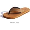 imageKuaiLu Mens Leather Flip Flops Arch Support Summer Beach Pool Water Thong Sandals Waterproof Rubber Walking ShoesLight Khaki