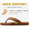 imageKuaiLu Mens Leather Flip Flops Arch Support Summer Beach Pool Water Thong Sandals Waterproof Rubber Walking ShoesLight Khaki