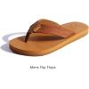 imageKuaiLu Mens Leather Flip Flops Arch Support Summer Beach Pool Water Thong Sandals Waterproof Rubber Walking ShoesTan