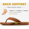 imageKuaiLu Mens Leather Flip Flops Arch Support Summer Beach Pool Water Thong Sandals Waterproof Rubber Walking ShoesTan