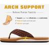 imageKuaiLu Mens Leather Flip Flops Arch Support Summer Beach Pool Water Thong Sandals Waterproof Rubber Walking ShoesTan Brown