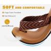 imageKuaiLu Mens Leather Flip Flops Arch Support Summer Beach Pool Water Thong Sandals Waterproof Rubber Walking ShoesTan Brown