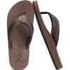 imageKuaiLu Mens Leather Flip Flops Arch Support Summer Beach Pool Water Thong Sandals Waterproof Rubber Walking ShoesBrown Reddish