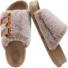 imageKuaiLu Womens Fluff Slippers Plantar Fasciitis Arch Support Platform Slippers Ladies Fashion Open Toe Faux Fur Sliders Womens House Slipper Size 612Camel Brown Adjustable