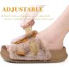 imageKuaiLu Womens Fluff Slippers Plantar Fasciitis Arch Support Platform Slippers Ladies Fashion Open Toe Faux Fur Sliders Womens House Slipper Size 612Camel Brown Adjustable
