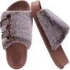 imageKuaiLu Womens Fluff Slippers Plantar Fasciitis Arch Support Platform Slippers Ladies Fashion Open Toe Faux Fur Sliders Womens House Slipper Size 612Coffee Brown Adjustable