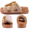 imageKuaiLu Womens Fluff Slippers Plantar Fasciitis Arch Support Platform Slippers Ladies Fashion Open Toe Faux Fur Sliders Womens House Slipper Size 612Khaki Adjustable