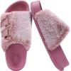 imageKuaiLu Womens Fluff Slippers Plantar Fasciitis Arch Support Platform Slippers Ladies Fashion Open Toe Faux Fur Sliders Womens House Slipper Size 612Lovely Pink Adjustable