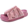 imageKuaiLu Womens Fluff Slippers Plantar Fasciitis Arch Support Platform Slippers Ladies Fashion Open Toe Faux Fur Sliders Womens House Slipper Size 612Lovely Pink Adjustable