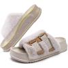 imageKuaiLu Womens Fluff Slippers Plantar Fasciitis Arch Support Platform Slippers Ladies Fashion Open Toe Faux Fur Sliders Womens House Slipper Size 612White Adjustable
