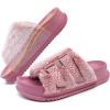 imageKuaiLu Womens Fluff Slippers Plantar Fasciitis Arch Support Platform Slippers Ladies Fashion Open Toe Faux Fur Sliders Womens House Slipper Size 612Lovely Pink Adjustable