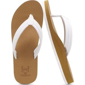imageKuaiLu Women Flip FlopsWhite Khaki