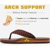 imageKuaiLu Mens Yoga Mat Leather Flip Flops with Arch Support Comfortable Cushion Walking Thong Sandals Slip On Indoor OutdoorBrownish