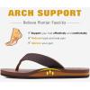 imageKuaiLu Mens Yoga Mat Leather Flip Flops with Arch Support Comfortable Cushion Walking Thong Sandals Slip On Indoor OutdoorLight Brown