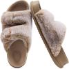 imageKuaiLu Womens Fluff Slippers Plantar Fasciitis Arch Support Platform Slippers Ladies Fashion Open Toe Faux Fur Sliders House Slipper Camel Brown Size 11