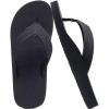 imageKuaiLu Mens Yoga Mat Leather Flip Flops with Arch Support Comfortable Cushion Walking Thong Sandals Slip On Indoor OutdoorDull Black