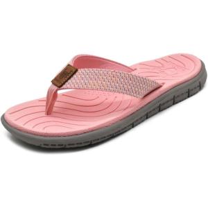 imageKuaiLu Womens Casual Flip Flops Comfortable Yoga Mat Arch Support Memory Foam Comfort Cushion Summer Beach Pool Slip on Walking Thong Sandals Ladies Orthotic Recovery Plantar Fasciitis Pink 7