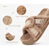 imageKuaiLu Womens Chic Furry Platform Slippers Fuzzy Teddy Fleece Cross Band Open Toe Sandals with Comfortable Arch Support Slip on House Shoes Indoor OutdoorLight Brown