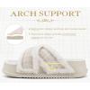imageKuaiLu Womens Chic Furry Platform Slippers Fuzzy Teddy Fleece Cross Band Open Toe Sandals with Comfortable Arch Support Slip on House Shoes Indoor OutdoorSnow White