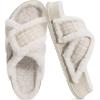imageKuaiLu Womens Chic Furry Platform Slippers Fuzzy Teddy Fleece Cross Band Open Toe Sandals with Comfortable Arch Support Slip on House Shoes Indoor OutdoorSnow White