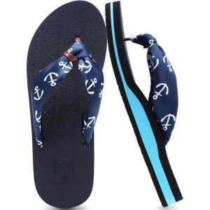 imageKuaiLu Flip Flops Women Yoga Foam Ladies Comfort Arch Support Summer Beach Casual Thong Sandals Silk blue Size 85