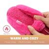 imageKuaiLu Womens Fluff Dual Memory Foam Slippers Ladies Cozy Arch Support Warm Scuff Slippers Slip on Comfy Winter House Shoes with NonSlip Indoor Outdoor Hard SoleRose Red