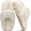 imageKuaiLu Womens Fluff Dual Memory Foam Slippers Ladies Cozy Arch Support Warm Scuff Slippers Slip on Comfy Winter House Shoes with NonSlip Indoor Outdoor Hard SoleCream