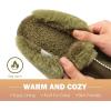 imageKuaiLu Womens Fluff Dual Memory Foam Slippers Ladies Cozy Arch Support Warm Scuff Slippers Slip on Comfy Winter House Shoes with NonSlip Indoor Outdoor Hard SoleOlive Green