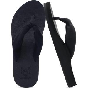 imageKuaiLu Womens Dressy Sandals Arch Support Yoga Mat Walking Cross Slides Ladies Slip on Orthotic Travel Outfits Slippers Cushion ComfortableAll Black