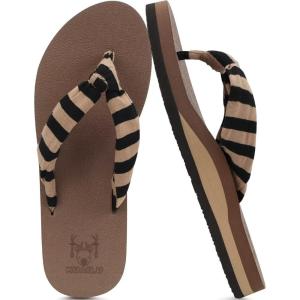 imageKuaiLu Womens Dressy Sandals Arch Support Yoga Mat Walking Cross Slides Ladies Slip on Orthotic Travel Outfits Slippers Cushion ComfortableBrown Black