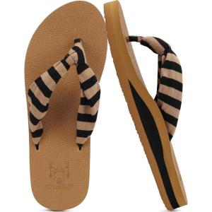 imageKuaiLu Womens Dressy Sandals Arch Support Yoga Mat Walking Cross Slides Ladies Slip on Orthotic Travel Outfits Slippers Cushion ComfortableKhaki Black