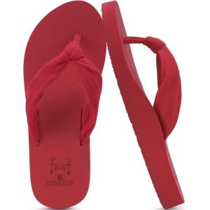 imageKuaiLu Womens Dressy Sandals Arch Support Yoga Mat Walking Cross Slides Ladies Slip on Orthotic Travel Outfits Slippers Cushion ComfortableRed