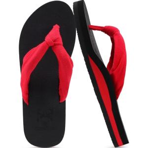 imageKuaiLu Womens Dressy Sandals Arch Support Yoga Mat Walking Cross Slides Ladies Slip on Orthotic Travel Outfits Slippers Cushion ComfortableRed Black