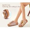 imageKuaiLu Womens Orthotic Slippers Comfortable Arch Support Faux Fur Slipper Sandals Casual Summer Adjustable Cushion Slides Slip On Indoor Outdoor House Shoes  Ultrasoft Comfort Fit FootbedKhaki Tip Dyeing