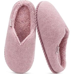imageKuaiLu Womens Supportive Memory Foam Slippers Felt Fuzzy Lined Heel Cushion Lightweight House Shoes for Indoor OutdoorPink