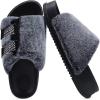 imageKuaiLu Womens Orthotic Slippers Comfortable Arch Support Faux Fur Sandal Slippers Casual Adjustable Slip On Indoor Outdoor Size 612  Ultrasoft Comfort Fit FootbedVogue Black Tip Dyeing