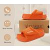 imageKuaiLu Cushion Slippers For Women with Orthotic Arch Support Wide Adjustable Open Toe Flatform Furry Fur Sandals Warm Teddy Fleece Recovery Slides Slip On House Shoes Indoor Outdoor Orange US8