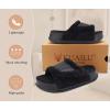 imageKuaiLu Cushion Slippers For Women with Orthotic Arch Support Wide Adjustable Open Toe Furry Fur Sandals Warm Teddy Fleece Recovery Slides Slip On House Shoes Indoor Outdoor OutfitsBlack