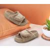 imageKuaiLu Cushion Slippers For Women with Orthotic Arch Support Wide Adjustable Open Toe Furry Fur Sandals Warm Teddy Fleece Recovery Slides Slip On House Shoes Indoor Outdoor OutfitsCamel Brown