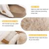 imageKuaiLu Womens Fuzzy Cross Band Platform Slippers Furry Faux Fur Comfortable Arch Support Open Toe Slides for Indoor OutdoorBeige