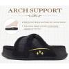 imageKuaiLu Womens Fuzzy Cross Band Platform Slippers Furry Faux Fur Comfortable Arch Support Open Toe Slides for Indoor OutdoorElegant Black