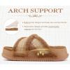 imageKuaiLu Womens Fuzzy Cross Band Platform Slippers Furry Faux Fur Comfortable Arch Support Open Toe Slides for Indoor OutdoorKhaki