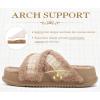 imageKuaiLu Womens Fuzzy Cross Band Platform Slippers Furry Faux Fur Comfortable Arch Support Open Toe Slides for Indoor OutdoorLight Brown