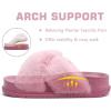 imageKuaiLu Womens Fuzzy Cross Band Platform Slippers Furry Faux Fur Comfortable Arch Support Open Toe Slides for Indoor OutdoorPink