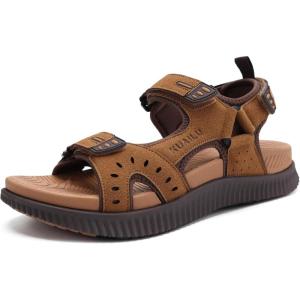 imageKuaiLu Mens Hiking Sandals With Arch Support Sport Recovery Athletic Walking Sandals For Man Outdoor Summer Casual Thick Cushion Beach Water Fisherman Sandal Size 715Khaki Brown